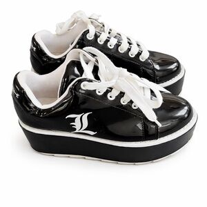 AXNY Black Patent Platform Sneakers L Logo Death Note Inspired Women’s Shoes-6M